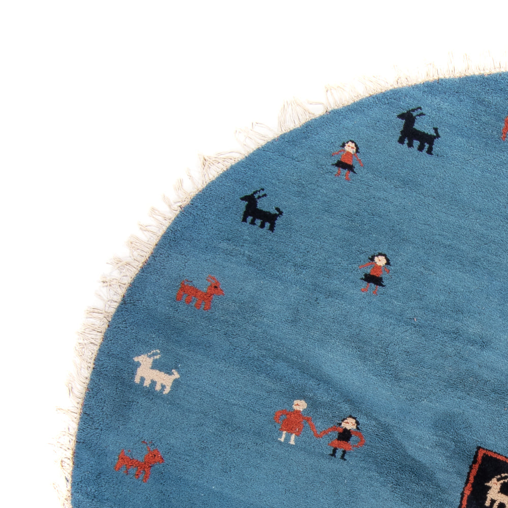 Gabbeh Teppich - Indus rund  - 195 x 195 cm - blau