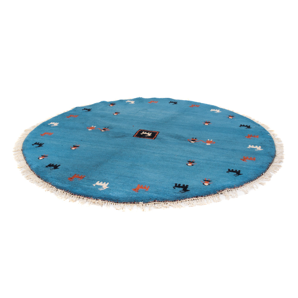 Gabbeh Teppich - Indus rund  - 195 x 195 cm - blau