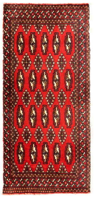 Turkaman Teppich 100 x 50 cm - rot