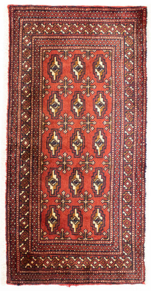 Turkaman Teppich 100 x 50 cm - rot