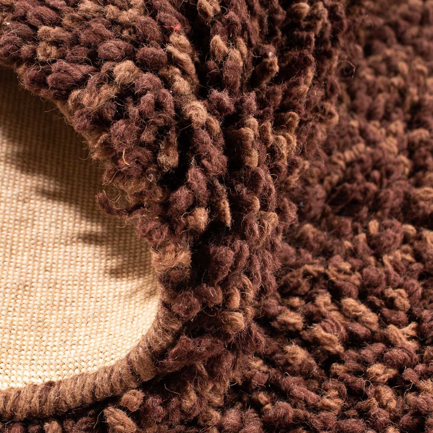 Hochflor Teppich 150 x 150 cm - braun