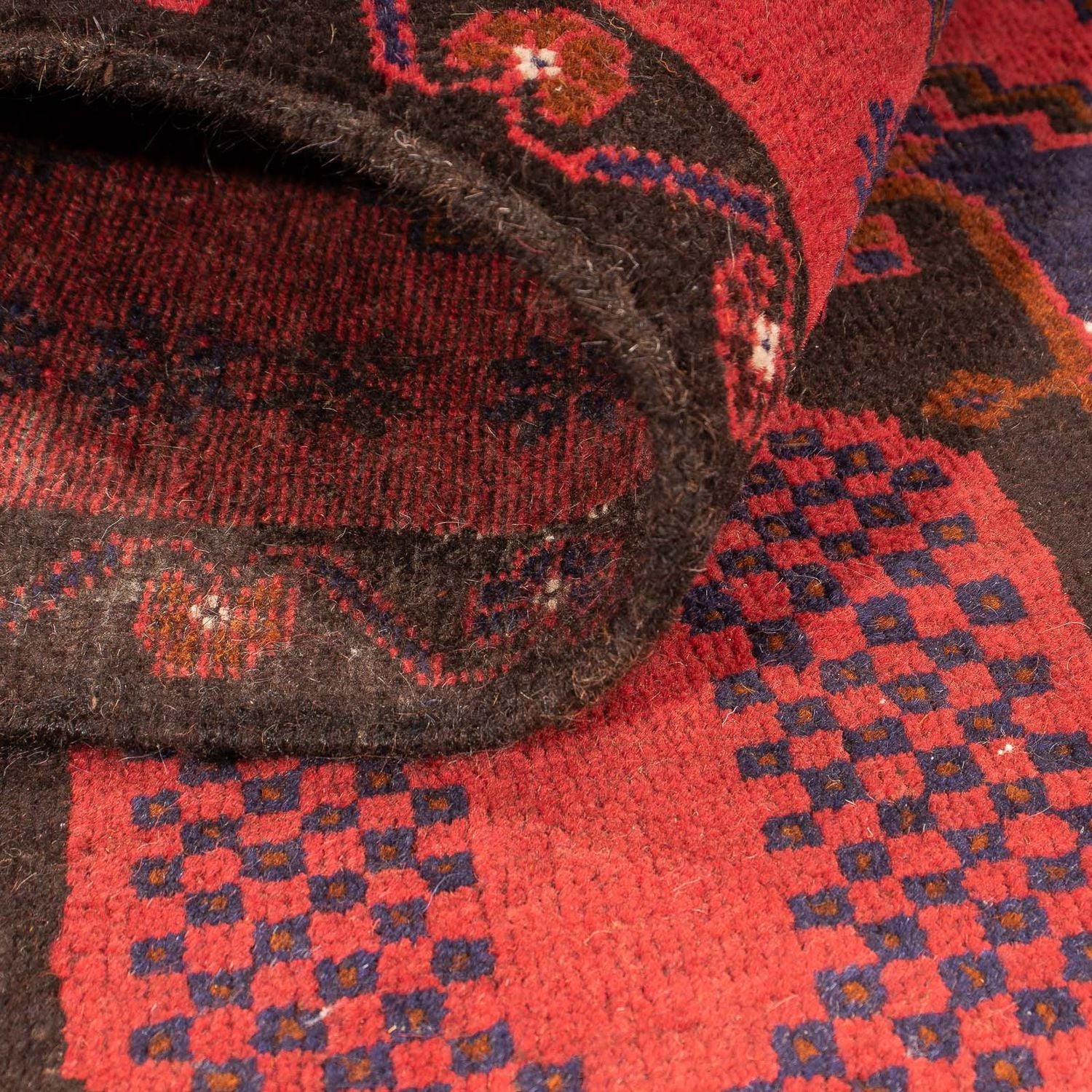 Belutsch Teppich 140 x 92 cm - dunkelrot