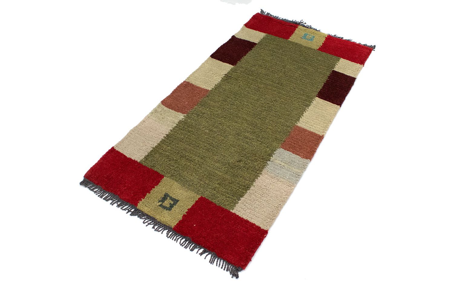 Nepal Teppich 140 x 70 cm - grün