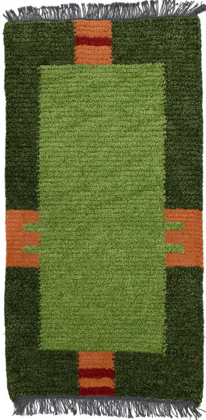 Nepal Teppich 140 x 70 cm - grün