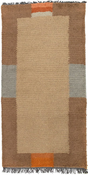 Nepal Teppich 140 x 70 cm - hellbraun