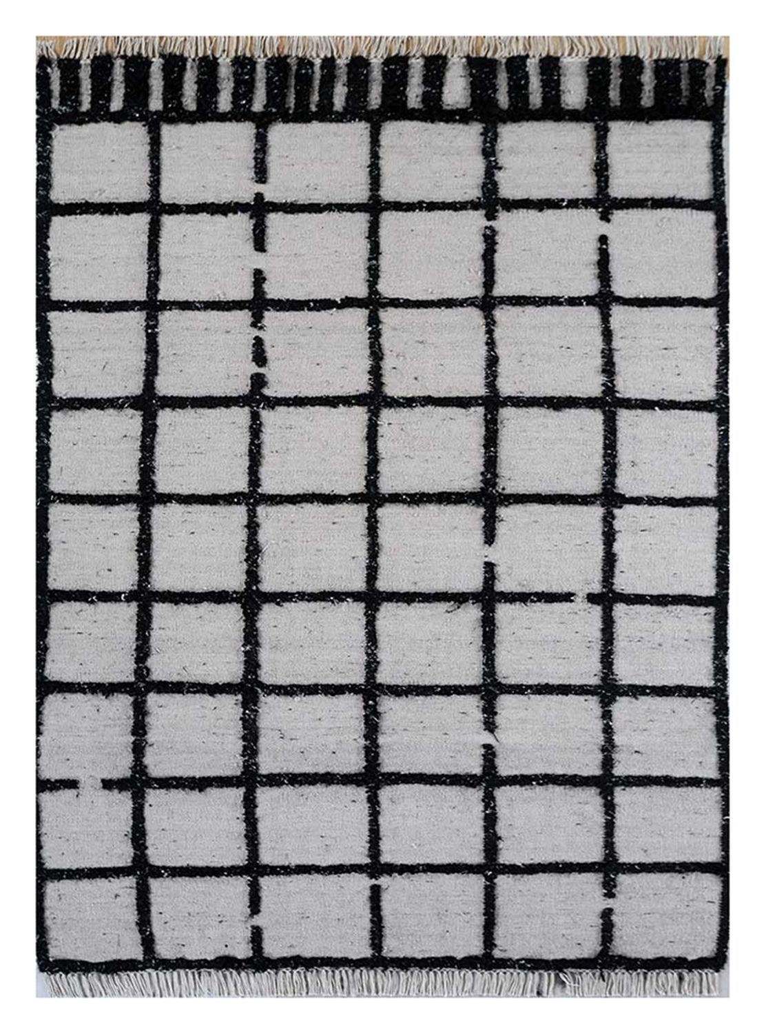 Wollteppich - 240 x 150 cm - schwarz-weiß