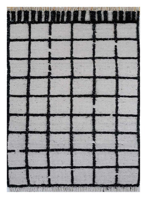 Wollteppich - 240 x 150 cm - schwarz-weiß