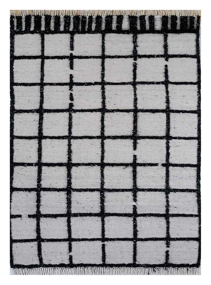 Wollteppich - 240 x 150 cm - schwarz-weiß