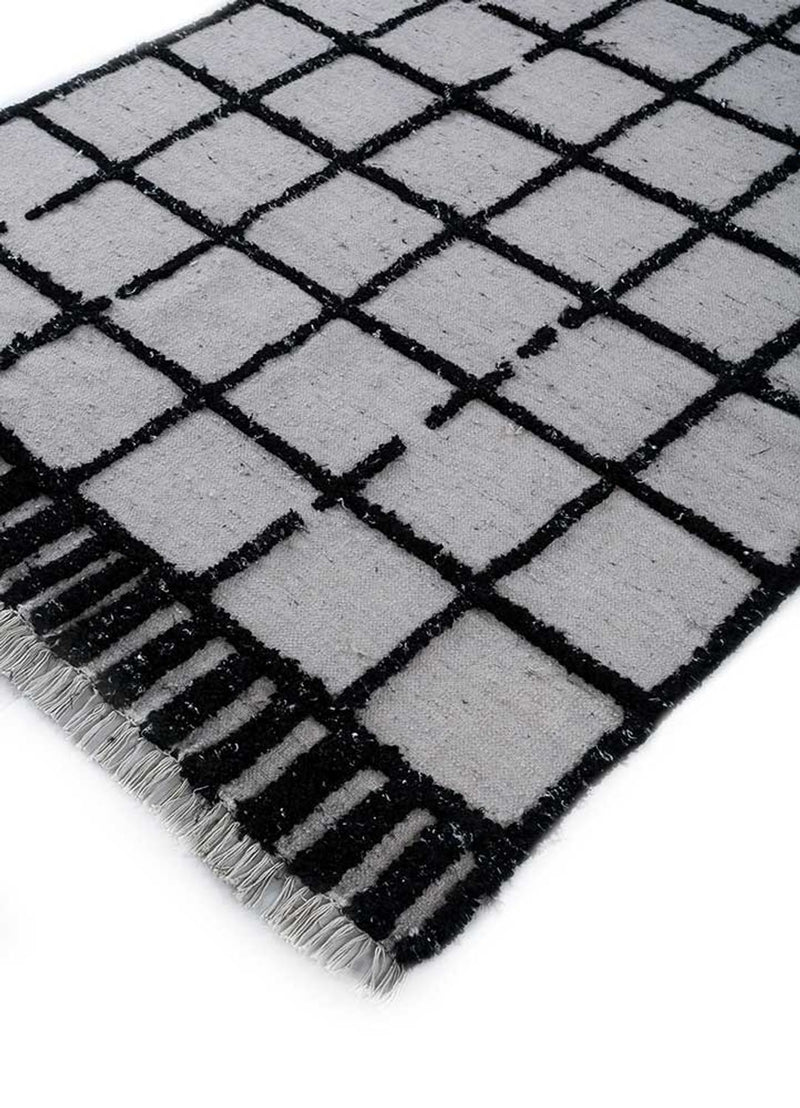 Wollteppich - 240 x 150 cm - schwarz-weiß