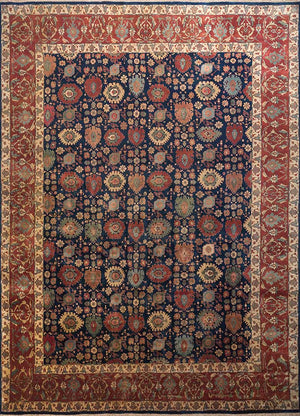Wollteppich - 435 x 360 cm - blau