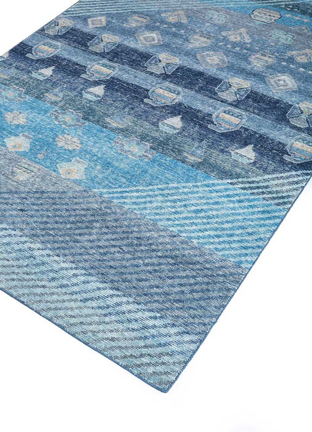 Wollteppich - 240 x 150 cm - blau