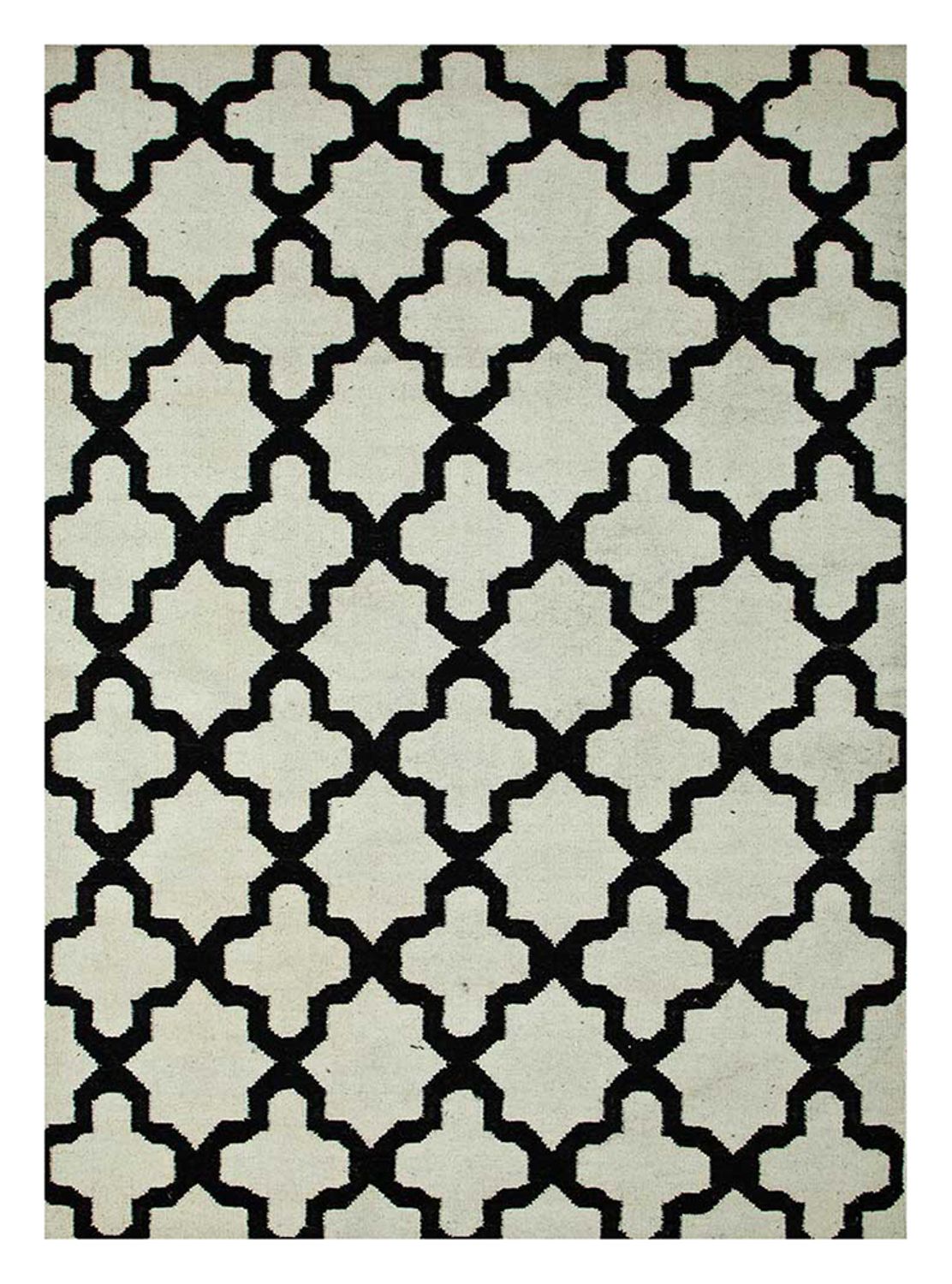 Wollteppich - 240 x 150 cm - schwarz-weiß