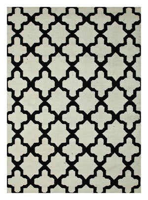 Wollteppich - 240 x 150 cm - schwarz-weiß