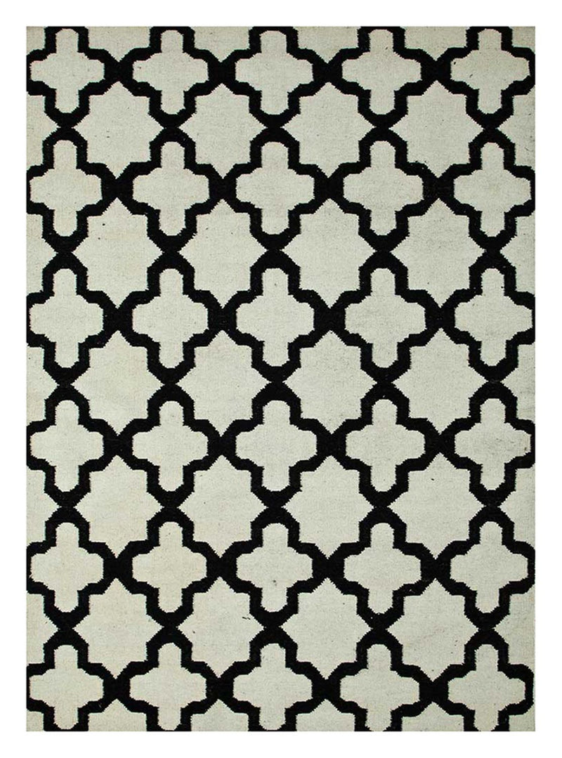 Wollteppich - 240 x 150 cm - schwarz-weiß