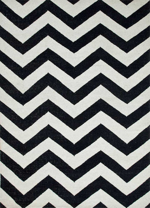 Wollteppich - 240 x 150 cm - schwarz-weiß