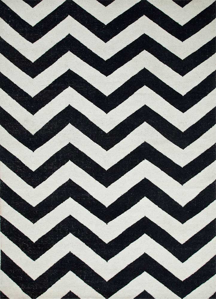 Wollteppich - 240 x 150 cm - schwarz-weiß