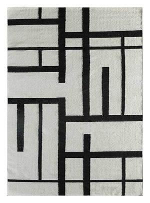 Wollteppich - 240 x 150 cm - schwarz-weiß