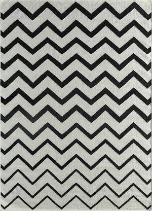 Wollteppich - 240 x 150 cm - schwarz-weiß