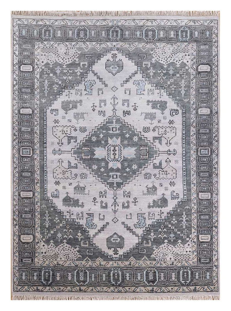 Wollteppich - 300 x 240 cm - silber