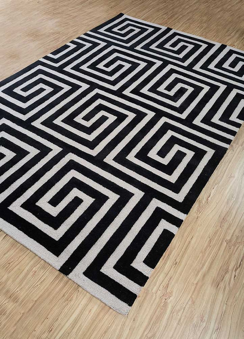 Wollteppich - 330 x 240 cm - schwarz-weiß