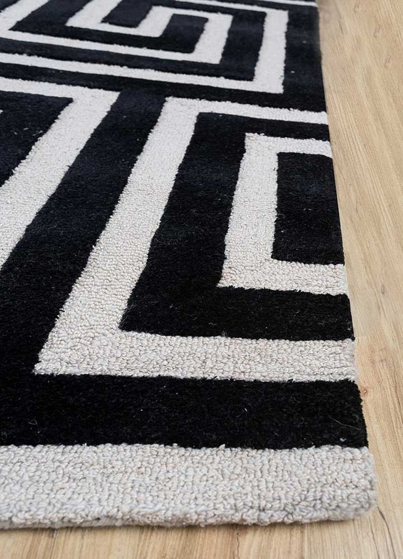Wollteppich - 330 x 240 cm - schwarz-weiß