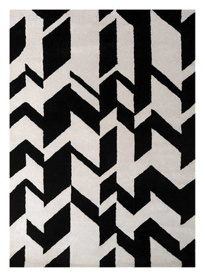 Wollteppich - 235 x 148 cm - schwarz-weiß