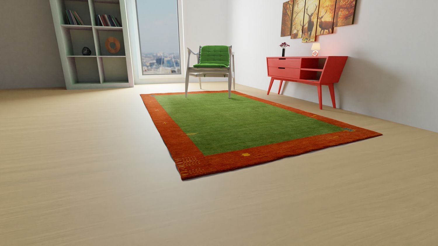Gabbeh Teppich - Indus 300 x 250 cm - grün