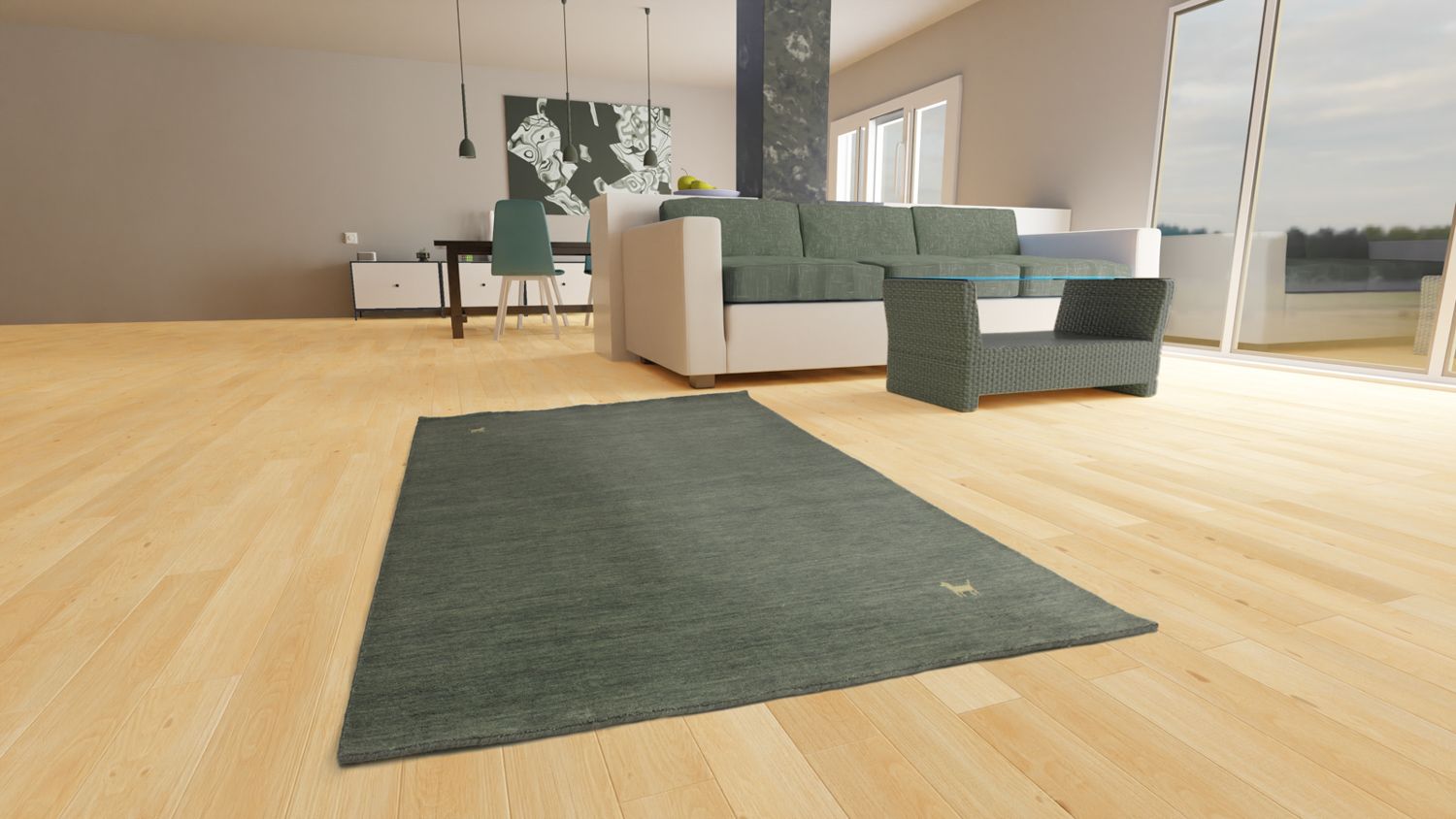 Gabbeh Teppich - Indus 250 x 200 cm - grau