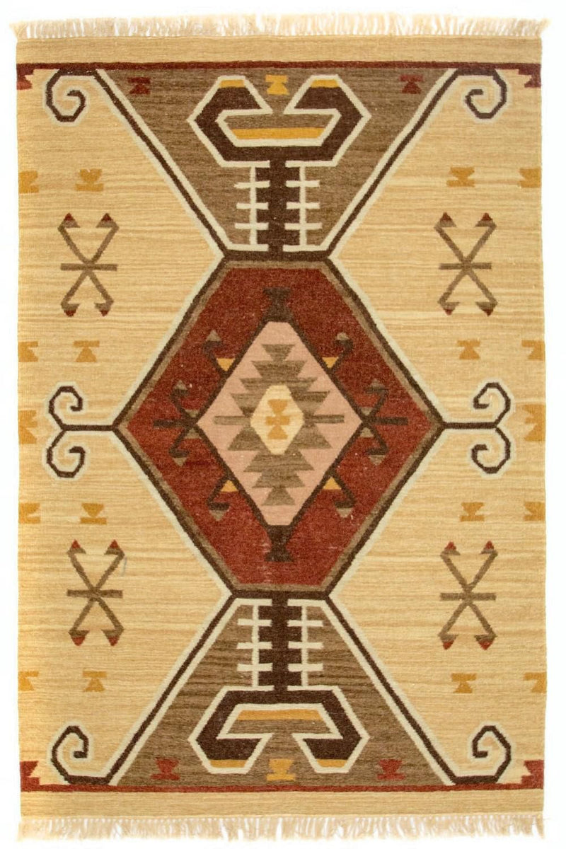 Kelim Teppich - Trendy 187 x 126 cm - gelb