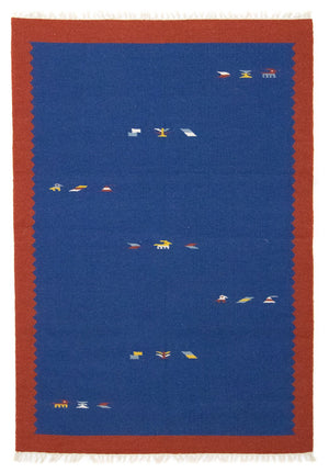 Kelim Teppich - Trendy 180 x 120 cm - blau