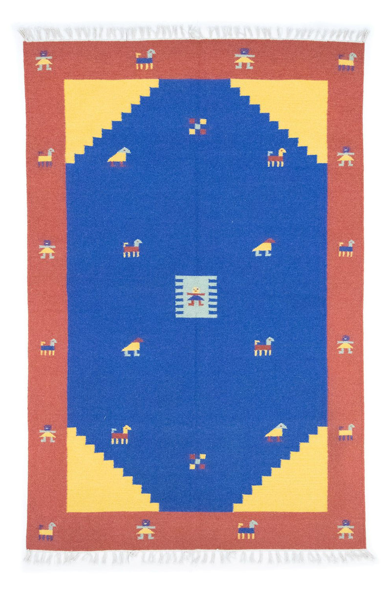 Kelim Teppich - Trendy 200 x 140 cm - blau