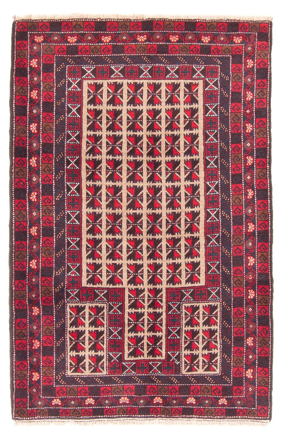 Belutsch Teppich - Gebetsteppich - 140 x 93 cm - beige
