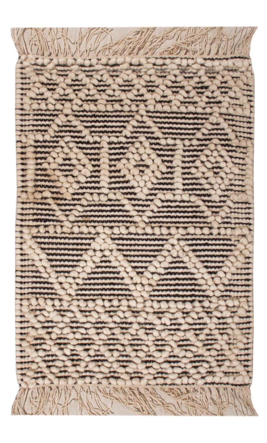 Wollteppich - 58 x 46 cm - schwarz-weiß