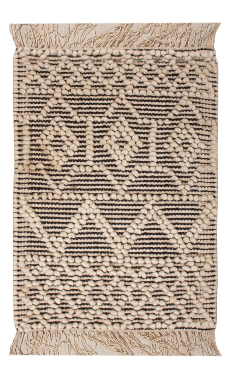 Wollteppich - 58 x 46 cm - schwarz-weiß