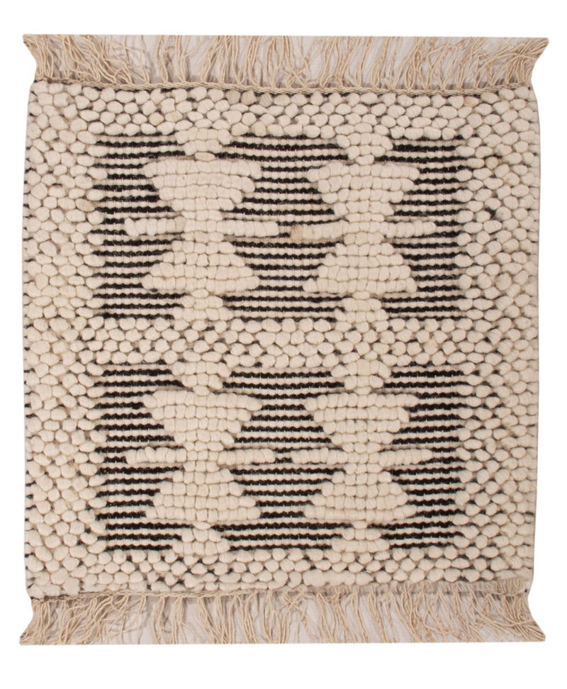 Wollteppich quadratisch  - 49 x 46 cm - schwarz-weiß