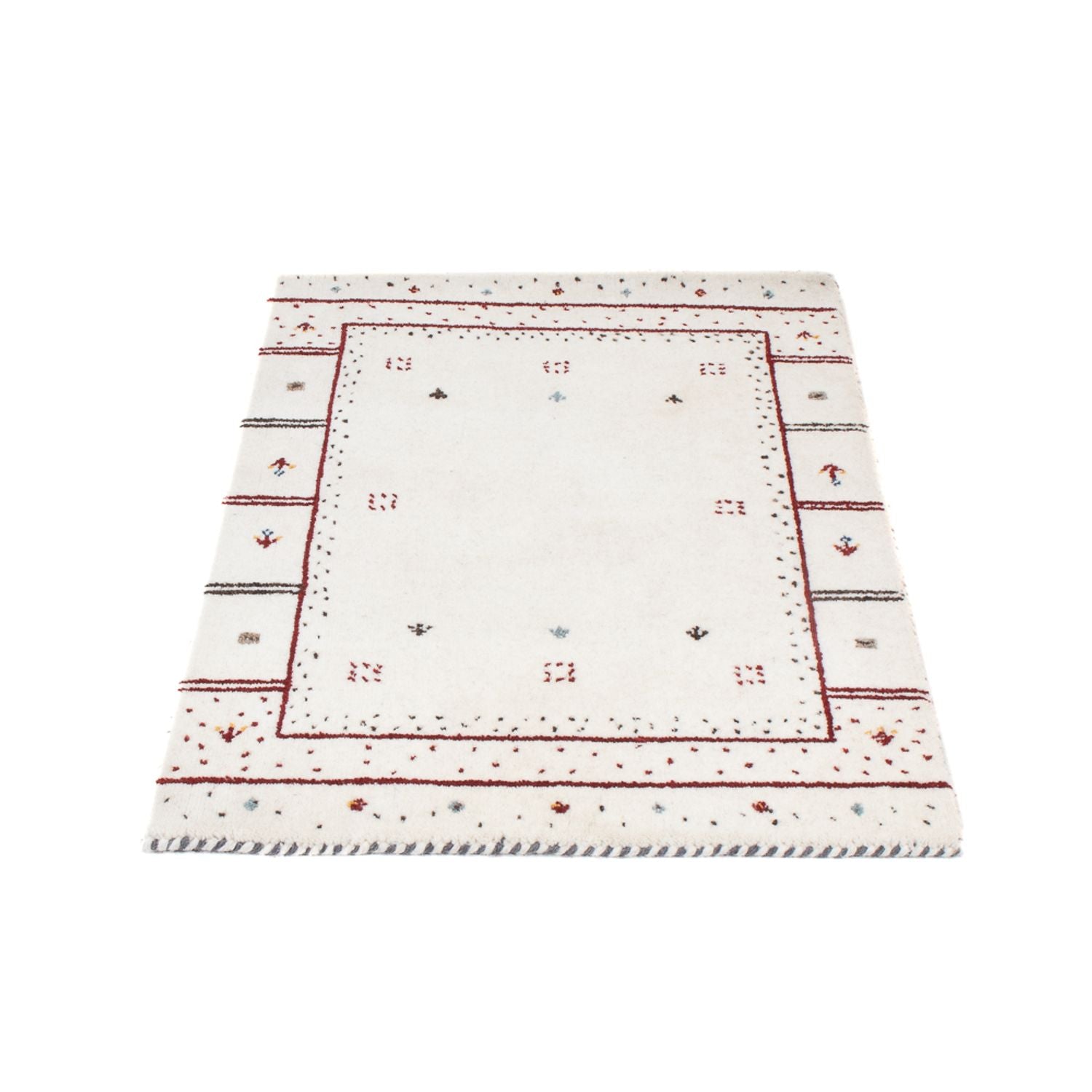 Gabbeh Teppich - Loribaft Softy - 90 x 60 cm - hellgrau