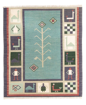 Kelim Teppich - Trendy - 240 x 200 cm - hellblau
