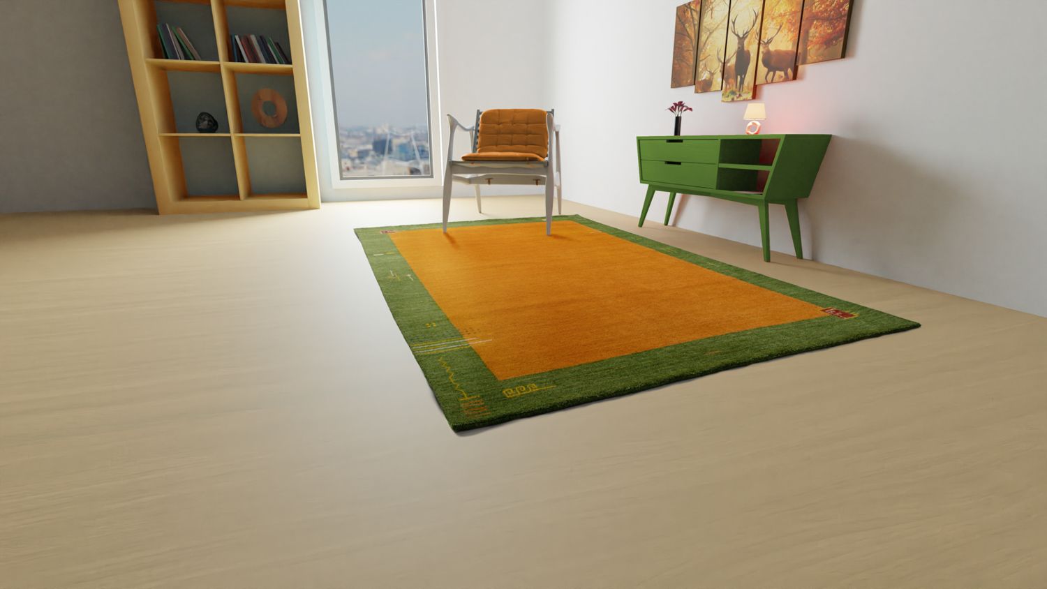Gabbeh Teppich - Indus 300 x 250 cm - orange