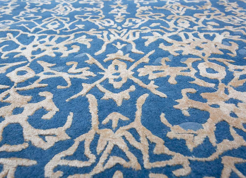 Wollteppich - 465 x 375 cm - blau