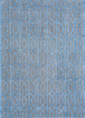Wollteppich - 180 x 120 cm - seeblau