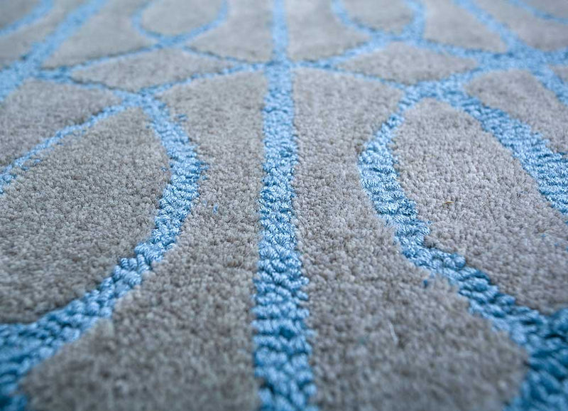 Wollteppich - 180 x 120 cm - seeblau