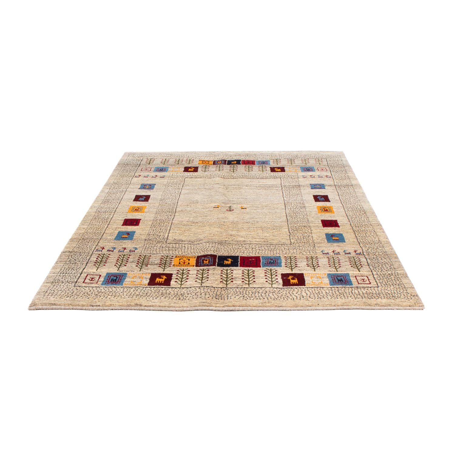 Gabbeh Teppich - Perser - 196 x 155 cm - mehrfarbig