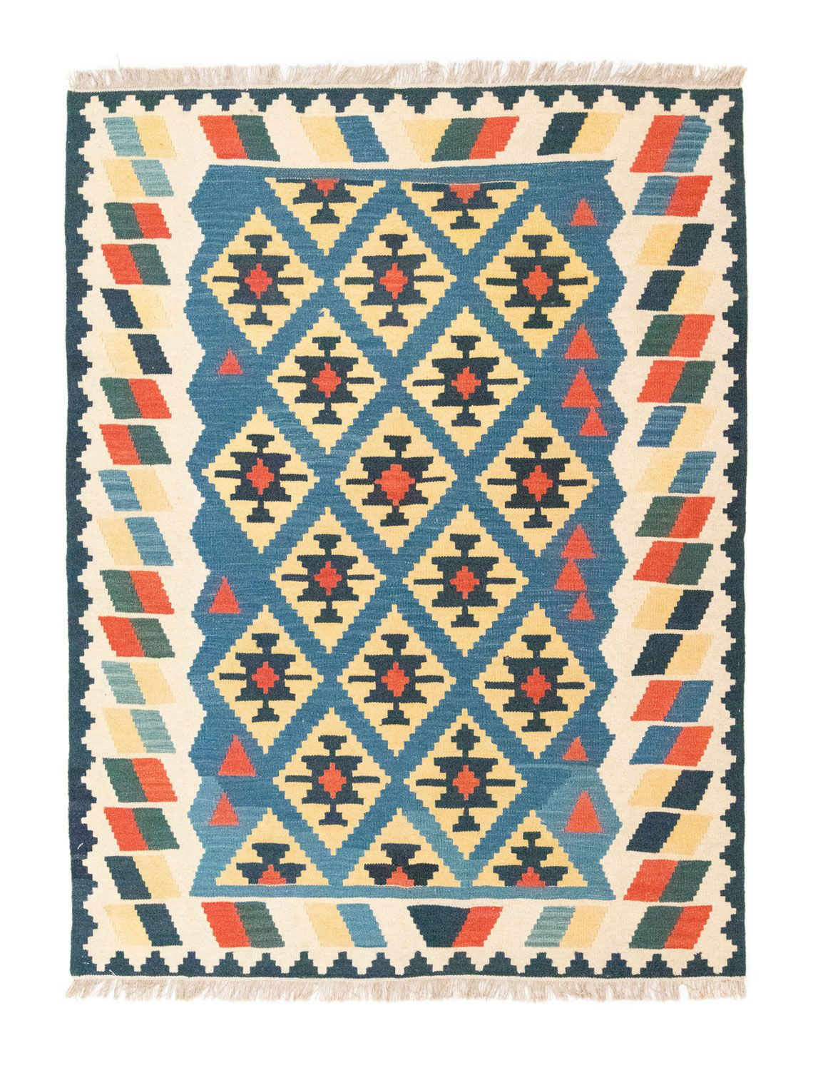 Kelim Teppich - Splash 205 x 156 cm - blau