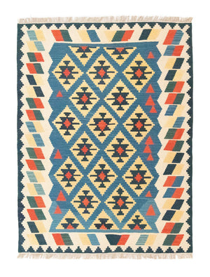 Kelim Teppich - Splash 205 x 156 cm - blau