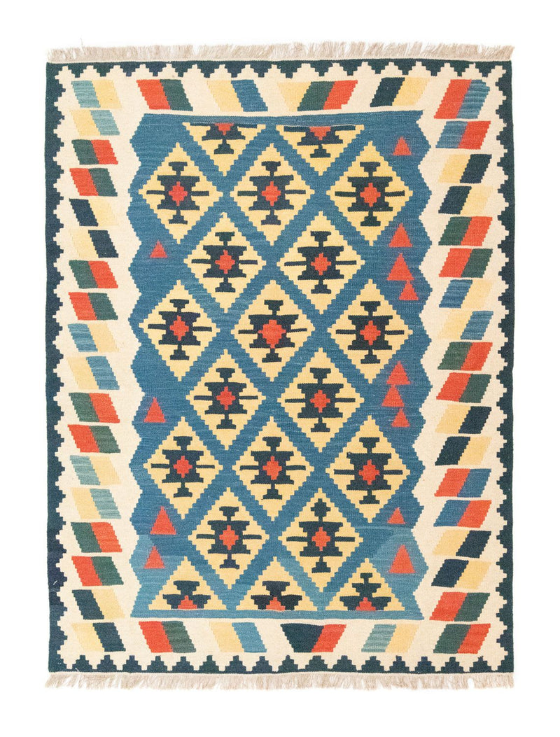 Kelim Teppich - Splash 205 x 156 cm - blau