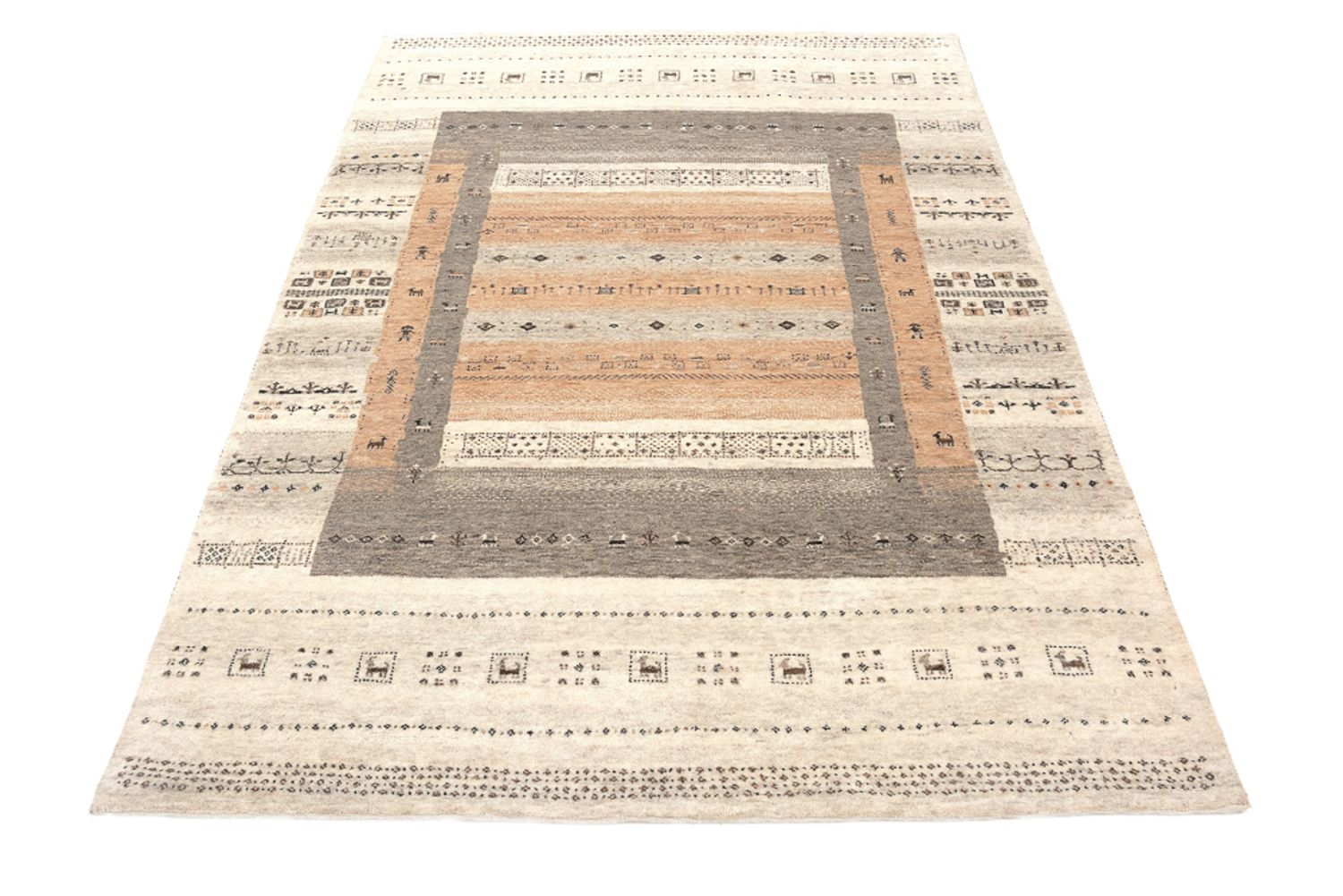 Gabbeh Teppich - Loribaft Indus - 299 x 205 cm - dunkelbeige