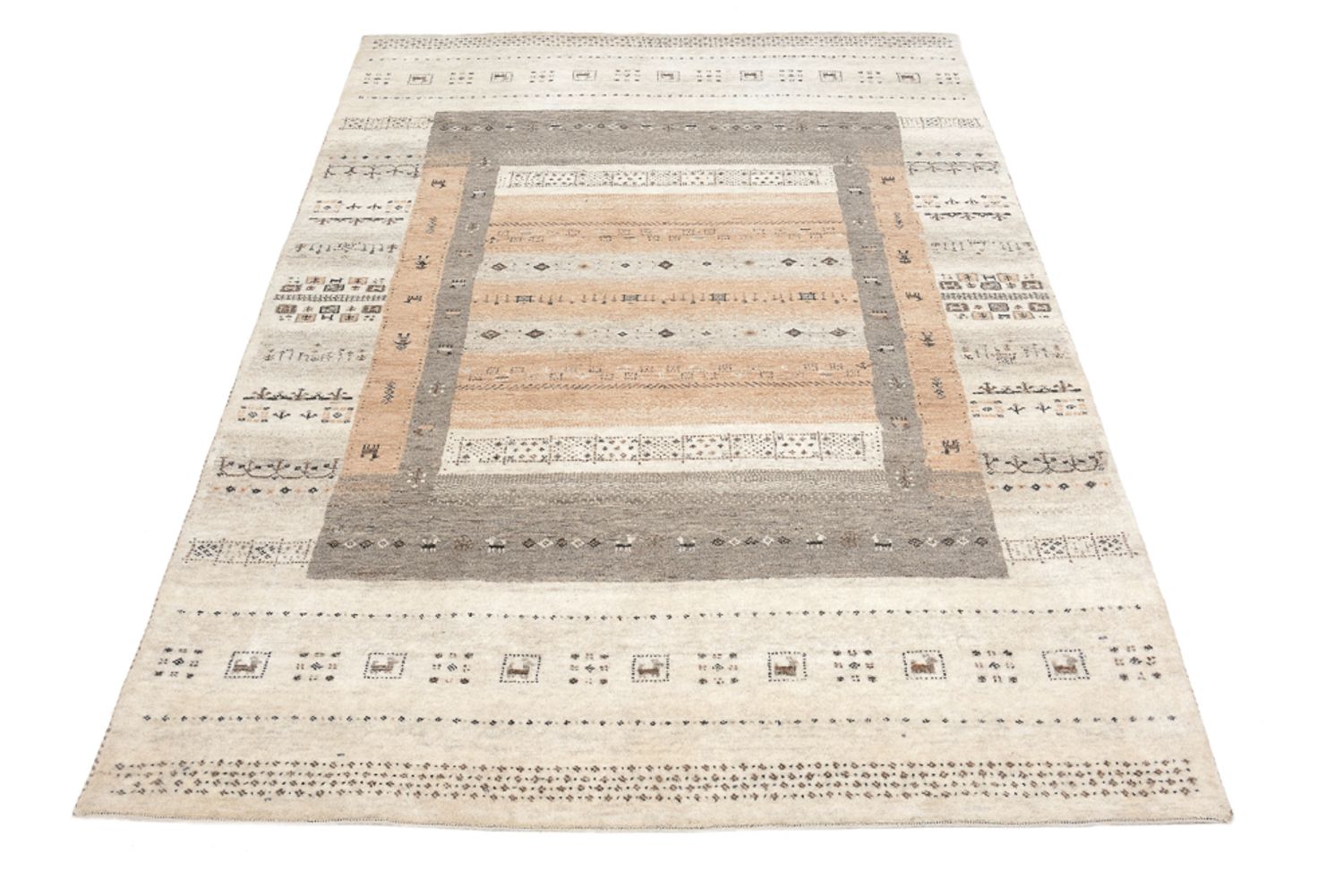 Gabbeh Teppich - Loribaft Indus - 299 x 205 cm - dunkelbeige