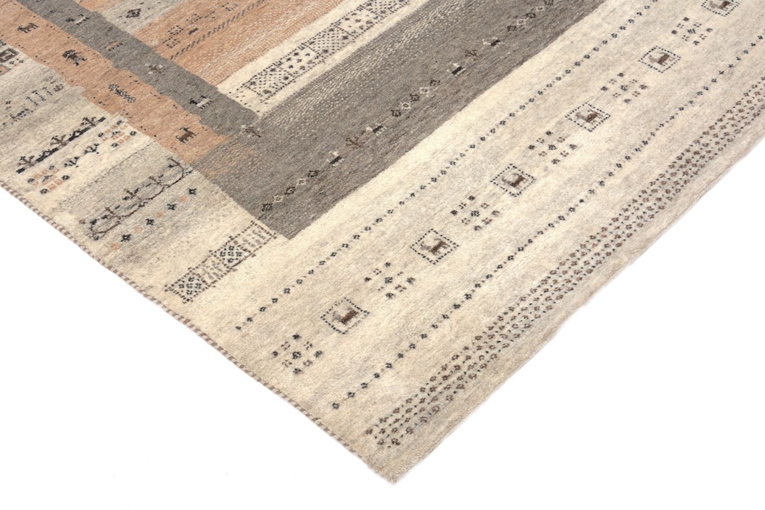 Gabbeh Teppich - Loribaft Indus - 302 x 248 cm - dunkelbeige