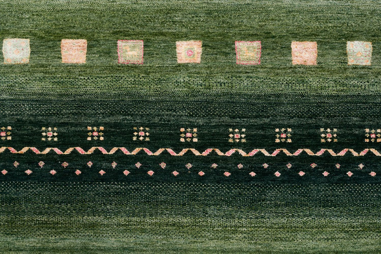 Gabbeh Teppich - Loribaft Indus - 302 x 248 cm - grün
