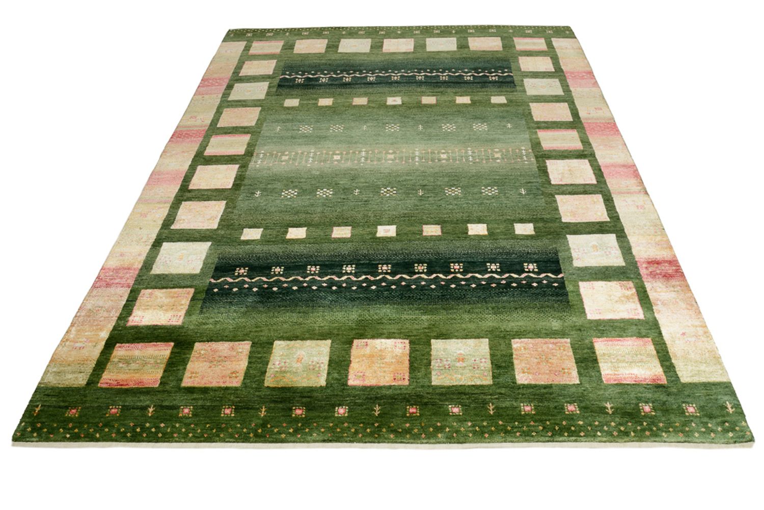 Gabbeh Teppich - Loribaft Indus - 245 x 178 cm - grün